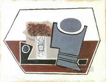  1914 Pintura - Pipe verre et paquet de tabac 1914 cubista